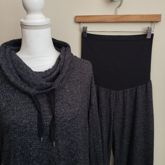 Motherhood Maternity Tops Mm Charcoal Hacci Knit Loungewear Set